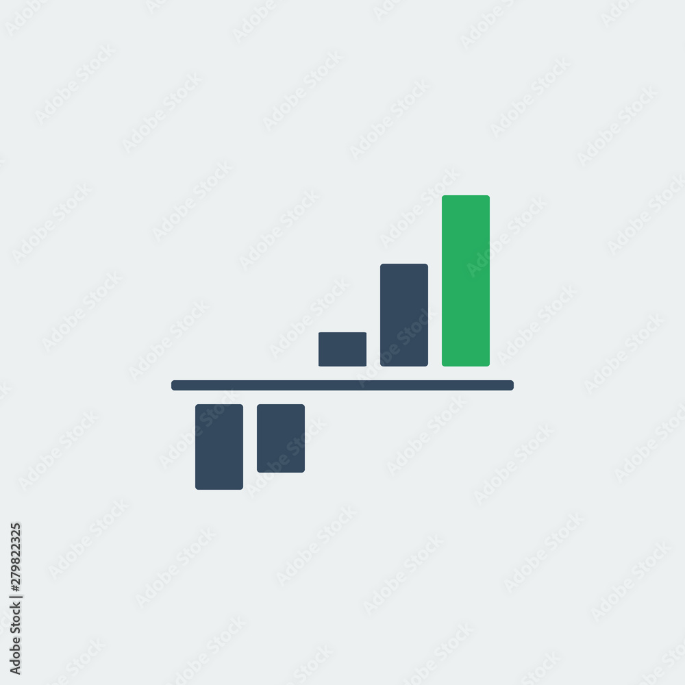 bar chart with trend from negative to positive, vector icon or pictogram bar chart with trend from negative to positive, vector icon or pictogram