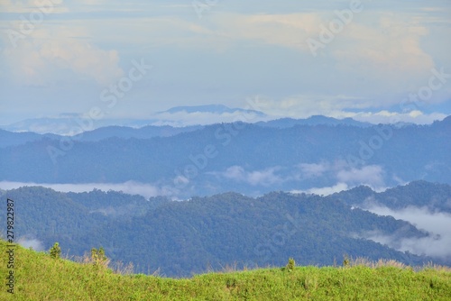 Landscape of green mountain view with Blur style : provide for insert into background base layer