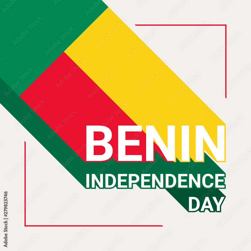 Benin Independence Day Greeting Card with Flag of Benin Benin Independence Day Greeting Card with Flag of Benin