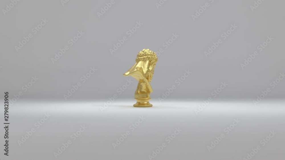 Rotating CGI Golden Hercules Statue