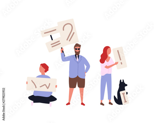 Group of animal rights activists holding banners and placards