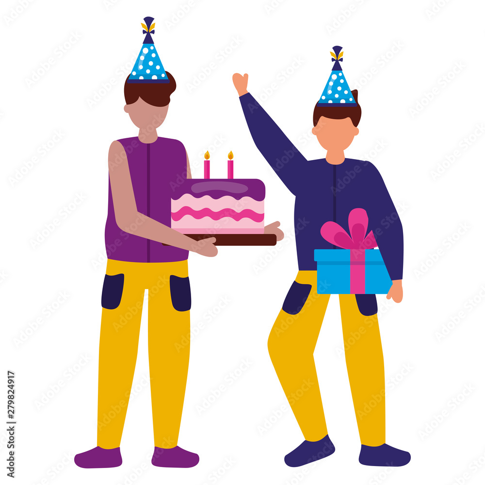 woman and man gift cake birthday celebration woman and man gift cake birthday celebration