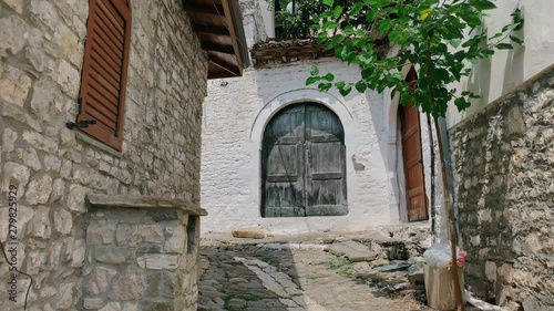 Dolly shot of an alley in a small Mediterranean town 4k photo