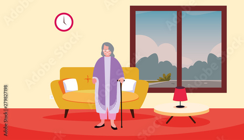 cute grandma in the living room home