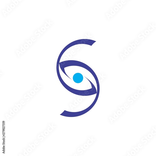 Letter S or CD with Eyes vision logo design vector