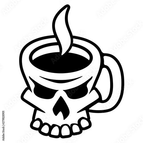 Coffee Skull Isolated Vector Illustration