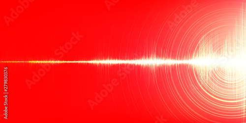 Digital Sound Wave with Circle Vibration on Orange background,Earthquake wave diagram concept,design for education and science,Vector Illustration.