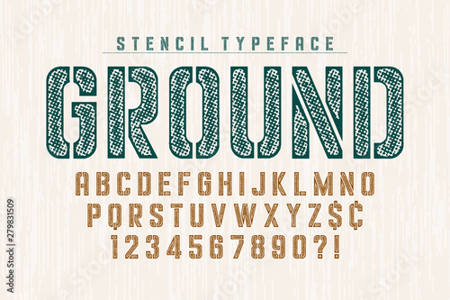 Stencil original condensed alphabet, creative characters set