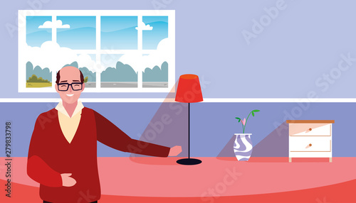 grandpa standing in the living room home