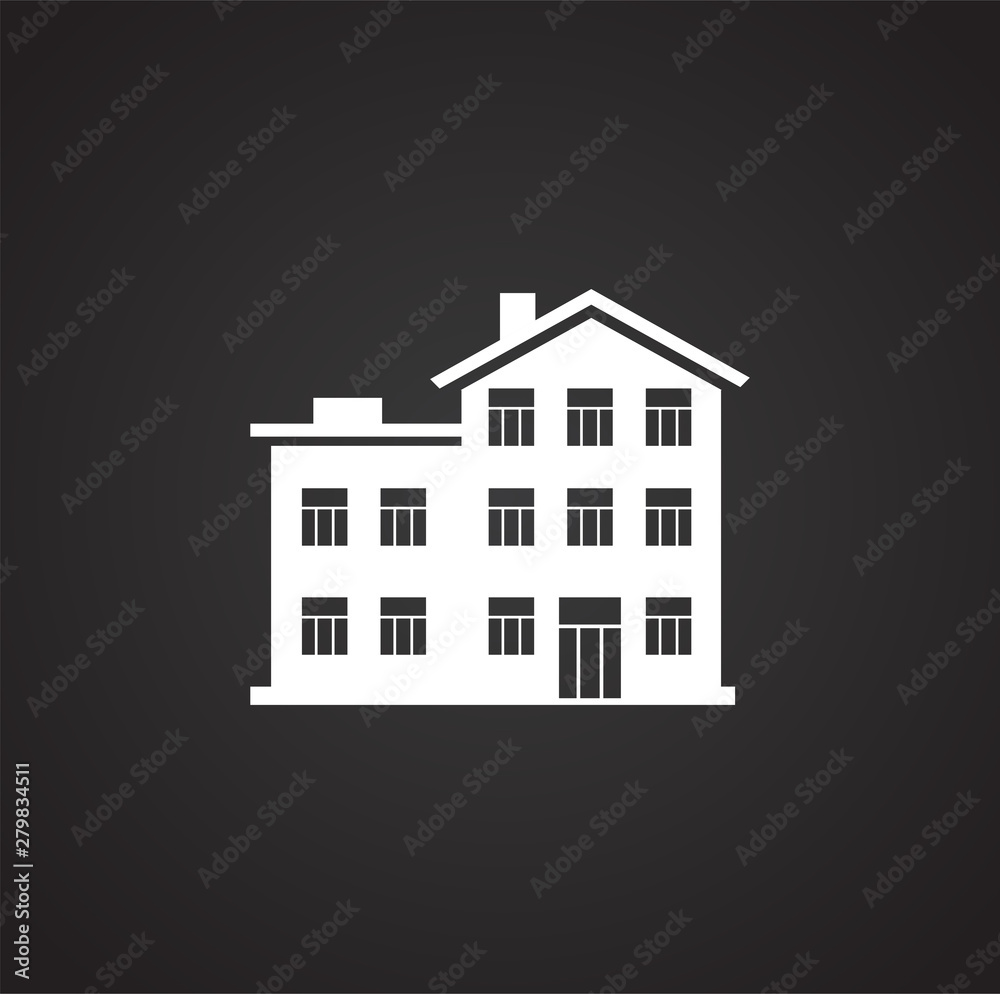 Real estate icon on background for graphic and web design. Simple illustration. Internet concept symbol for website button or mobile app.