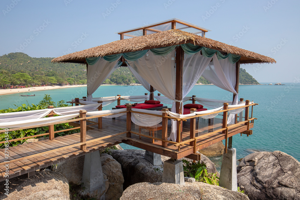 Massage gazebo near sea. Spa massage room on the beautiful beach in tropical island , Thailand