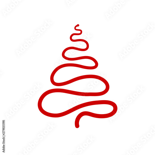 Vector illustration, abstract Christmas tree, line style. Can be used as icon, applicable for greeting cards, banners, New Year design concepts.