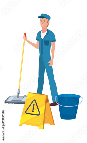 man cleaning products and supplies