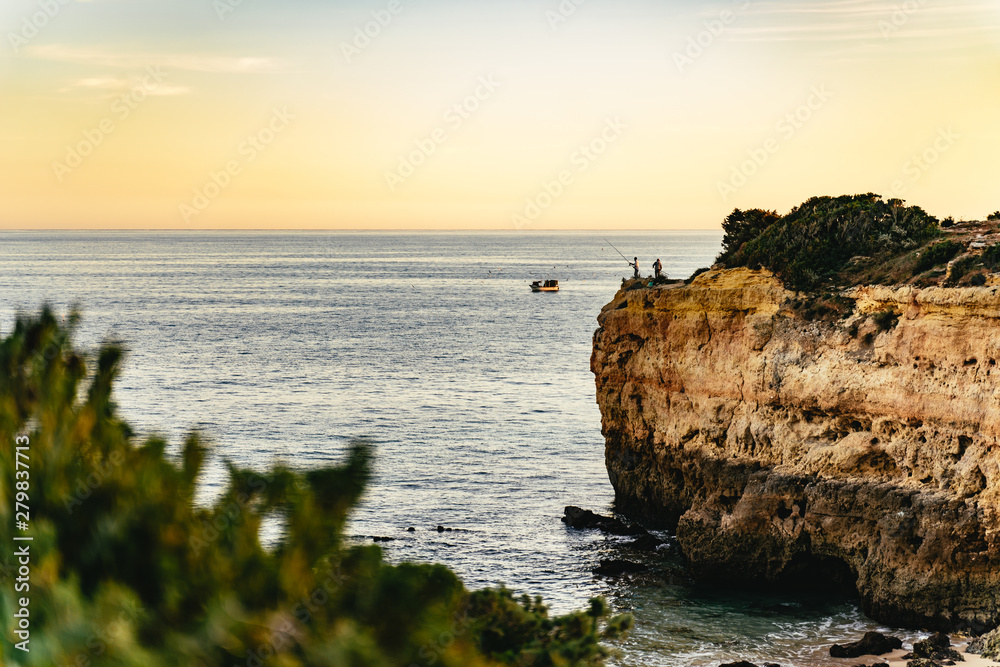 View of the steep cliffs in Praia de Albandeira
