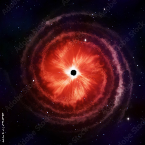 Fototapeta Naklejka Na Ścianę i Meble -  red spiral galaxy with black hole