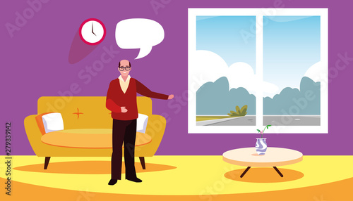 grandpa standing in the living room home