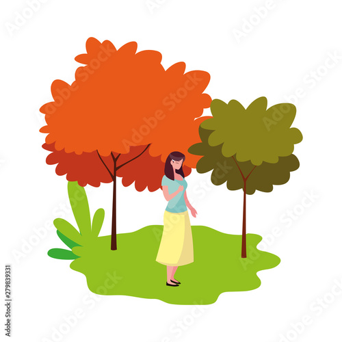 smiling woman character portrait landscape
