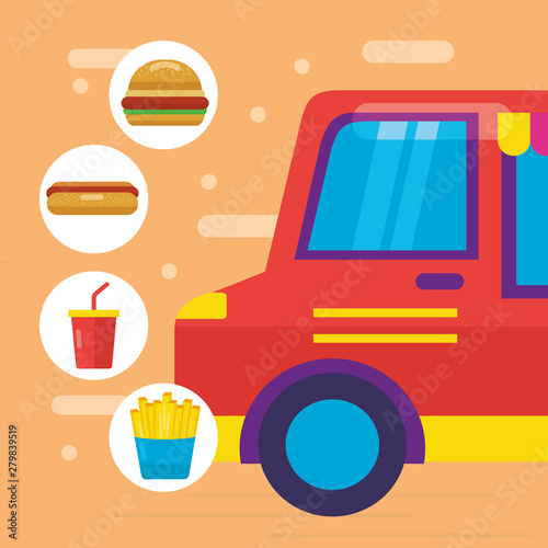 food trucks flat design image photo