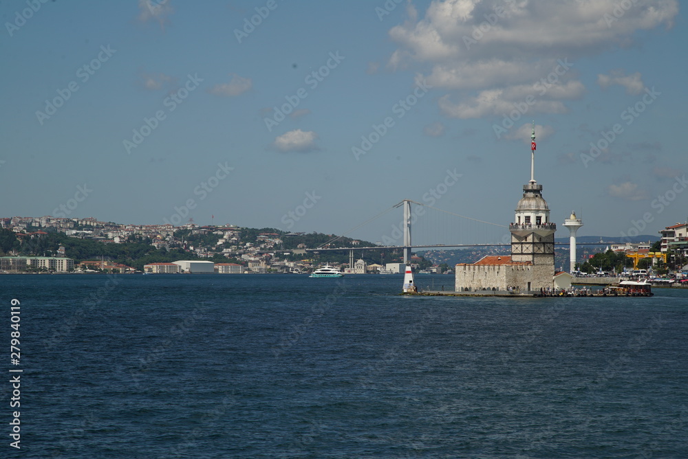 istanbul iconic historical maiden's tower, topkapi palace, hagia shopia, suleymaniye mosque