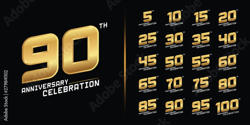 Set of premium anniversary logotype. Golden anniversary celebration emblem design for company profile, booklet, leaflet, magazine, brochure, web, banner, invitation or greeting card.