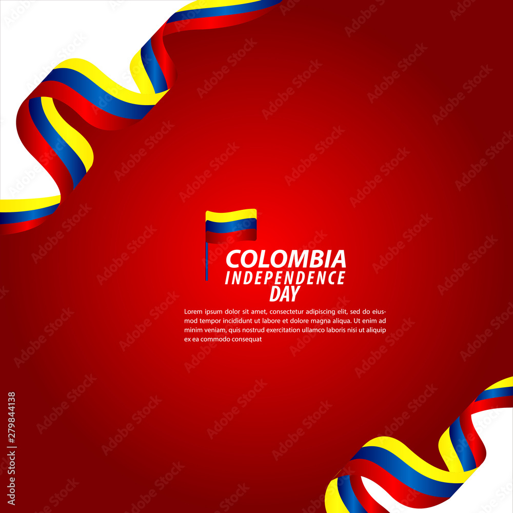 Obraz premium Colombia Independence Day Celebration Vector Template Design Illustration