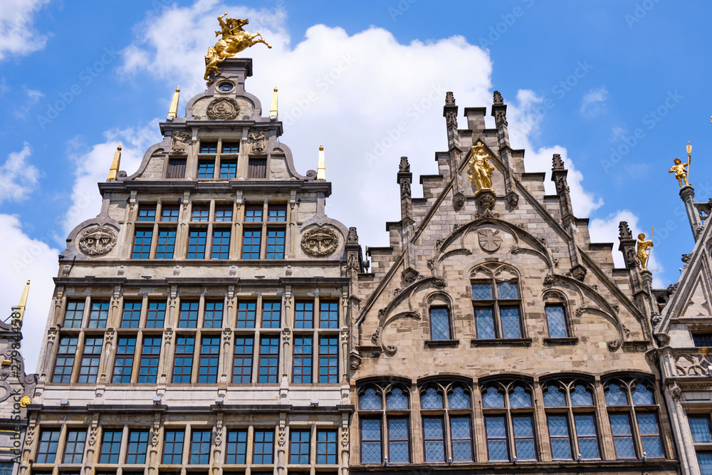 Grand Place buildings facade at daylight