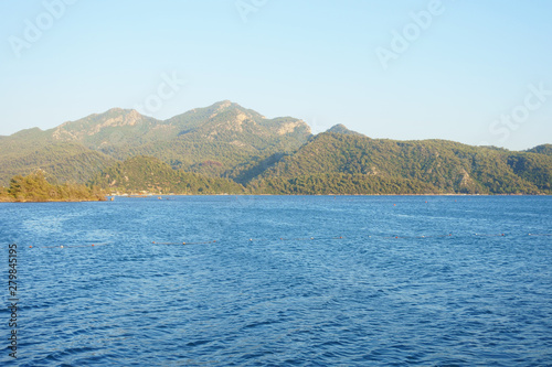 seascape, mountains, rocks, sky and water