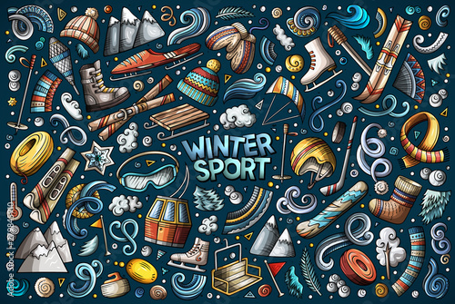 Colorful vector Winter sports objects and symbols