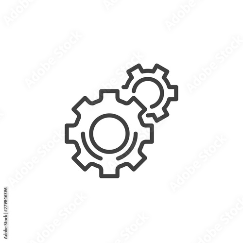 Gear, settings line icon. linear style sign for mobile concept and web design. Cogwheel, preferences outline vector icon. Symbol, logo illustration. Vector graphics