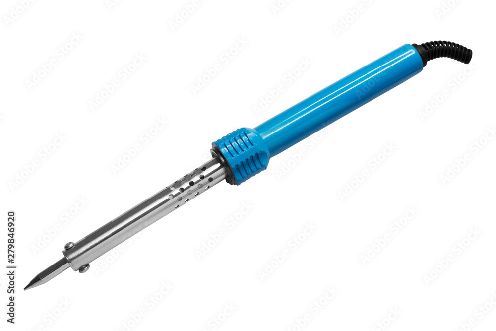 Blue soldering iron on white background Blue soldering iron on white background