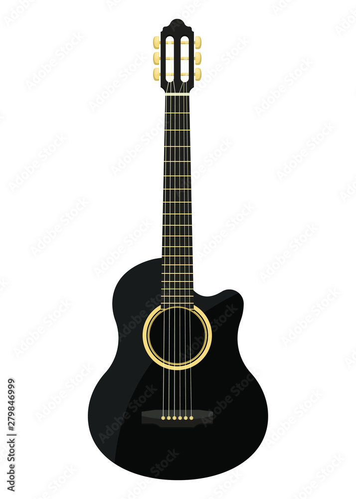Stylish classical guitar vector design illustration isolated on white background