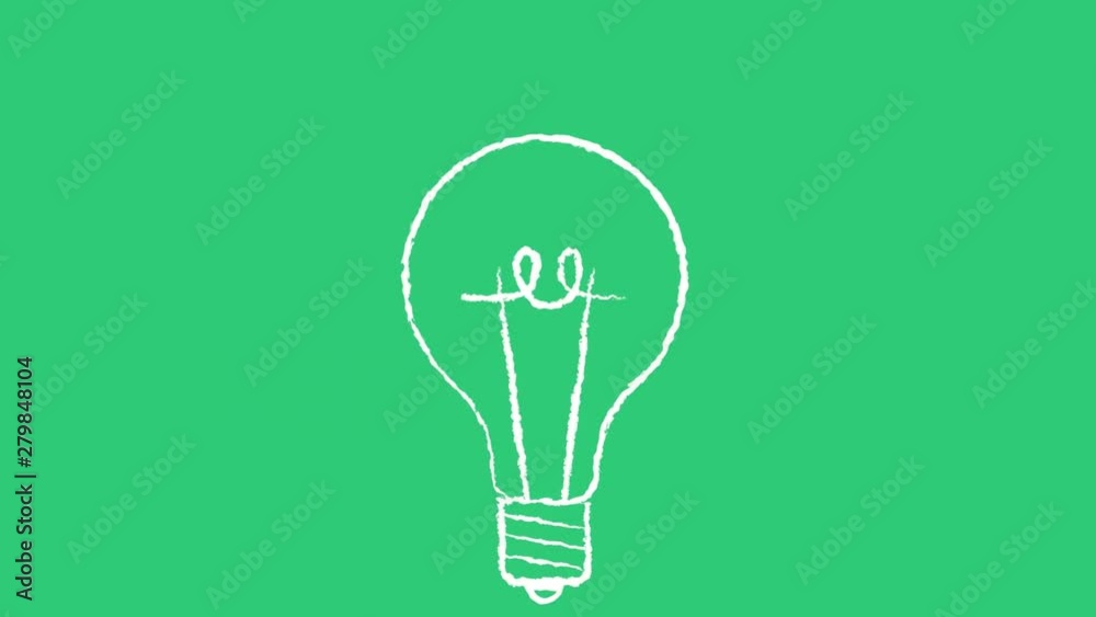 animated light bulb on green background invention or idea concept
