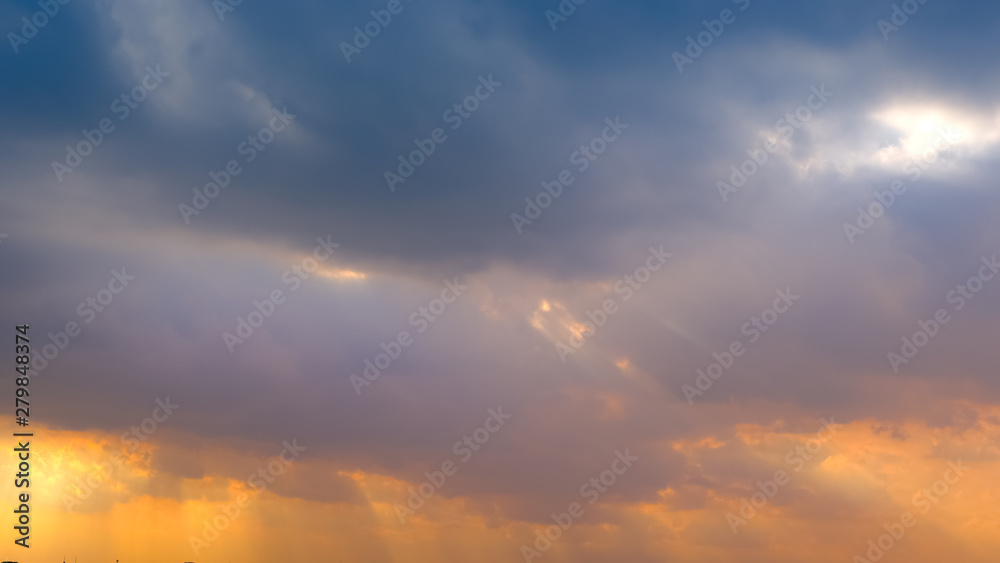 Beautiful ray light sky with clouds background.Sky clouds.Sky with clouds weather nature cloud blue.Blue sky with clouds and sun.