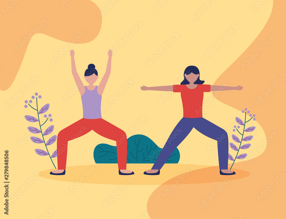 Obraz premium people yoga outdoor flat design image