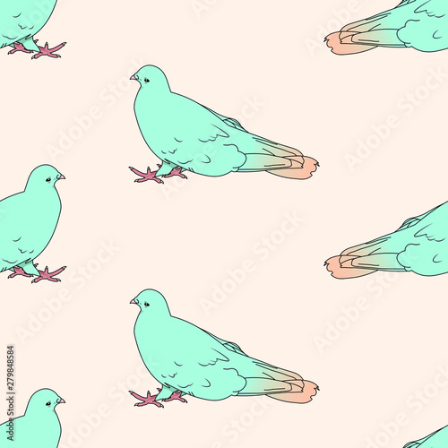 vector seamless pattern tropical pigeon bird
