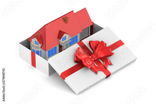 open white gift box and hou...