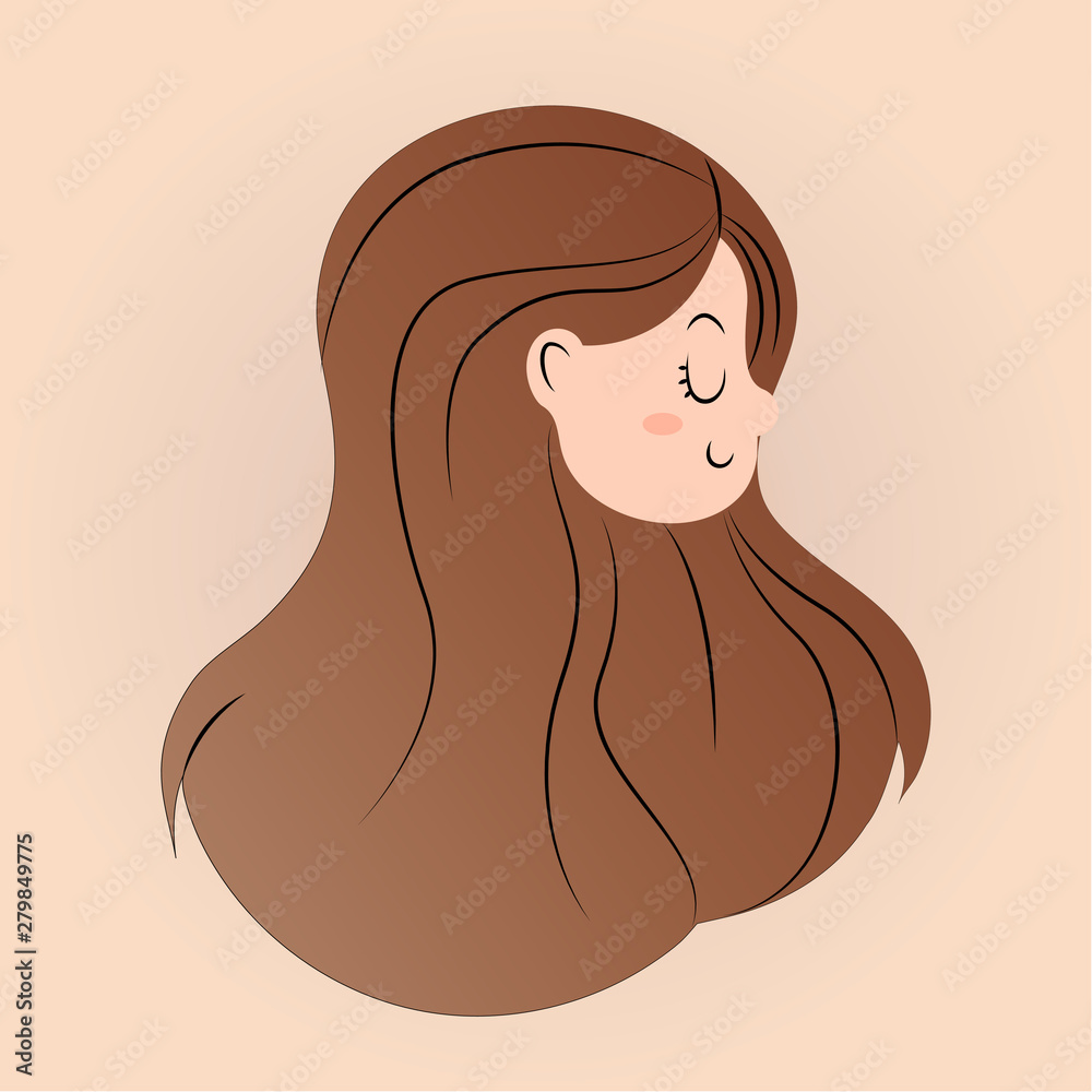 Girl with long dark hair in profile Girl with long dark hair in profile