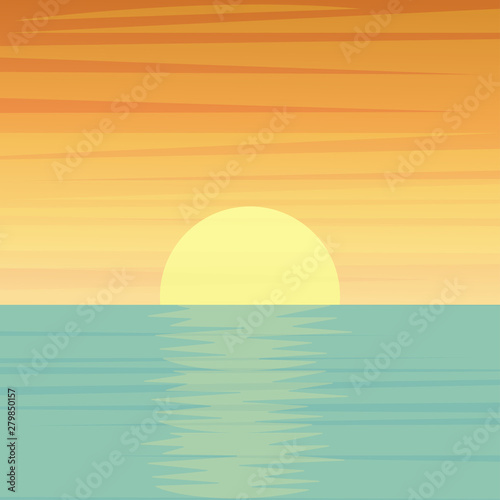 Fototapeta Naklejka Na Ścianę i Meble -  Sunset or sunrise over the sea or ocean