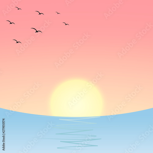 Sunset or sunrise over the sea or ocean © Иван Чорный