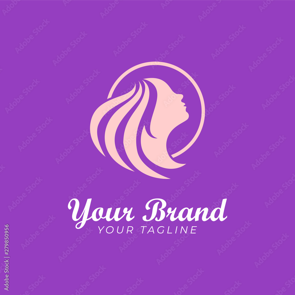  logo template of silhouette woman in a circle shape