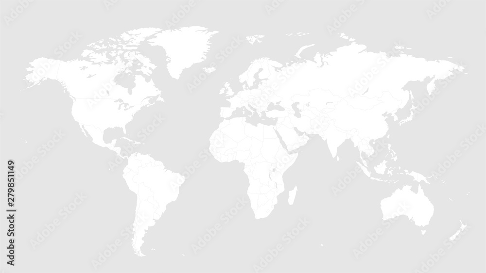 World map in flat style. Countries of the world. Vector illustration.