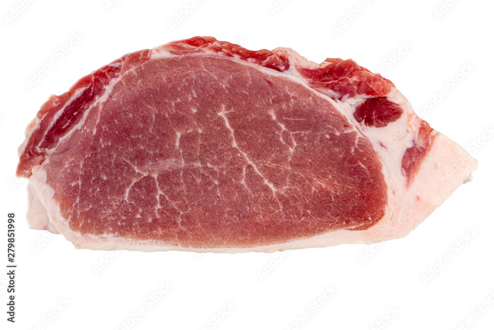 raw meat for barbecue, pork steak isolated on white background
