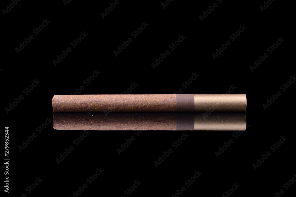 Cigar with reflection isolated on black background Cigar with reflection isolated on black background