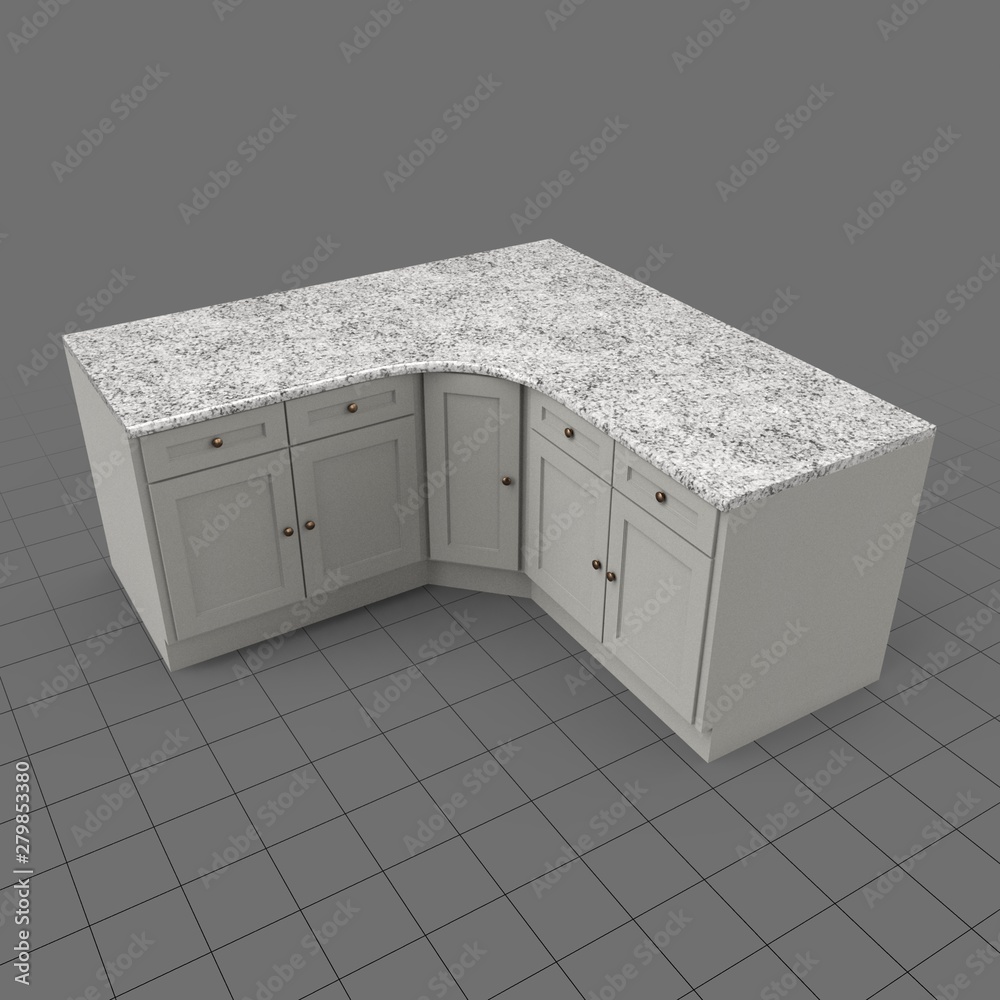 Corner kitchen countertop Stock 3D asset Adobe Stock
