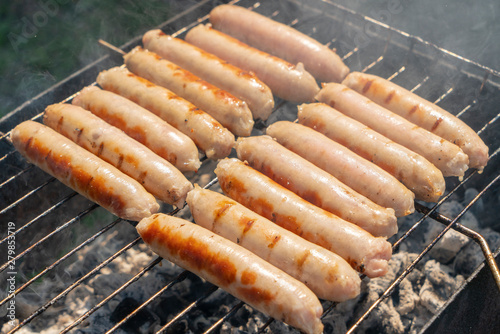 kebab sausages are grilled close-up