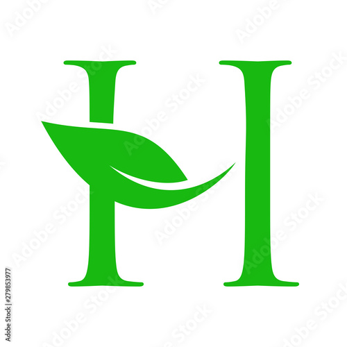 Fototapeta Naklejka Na Ścianę i Meble -  Initial H Beauty Leaf Logo