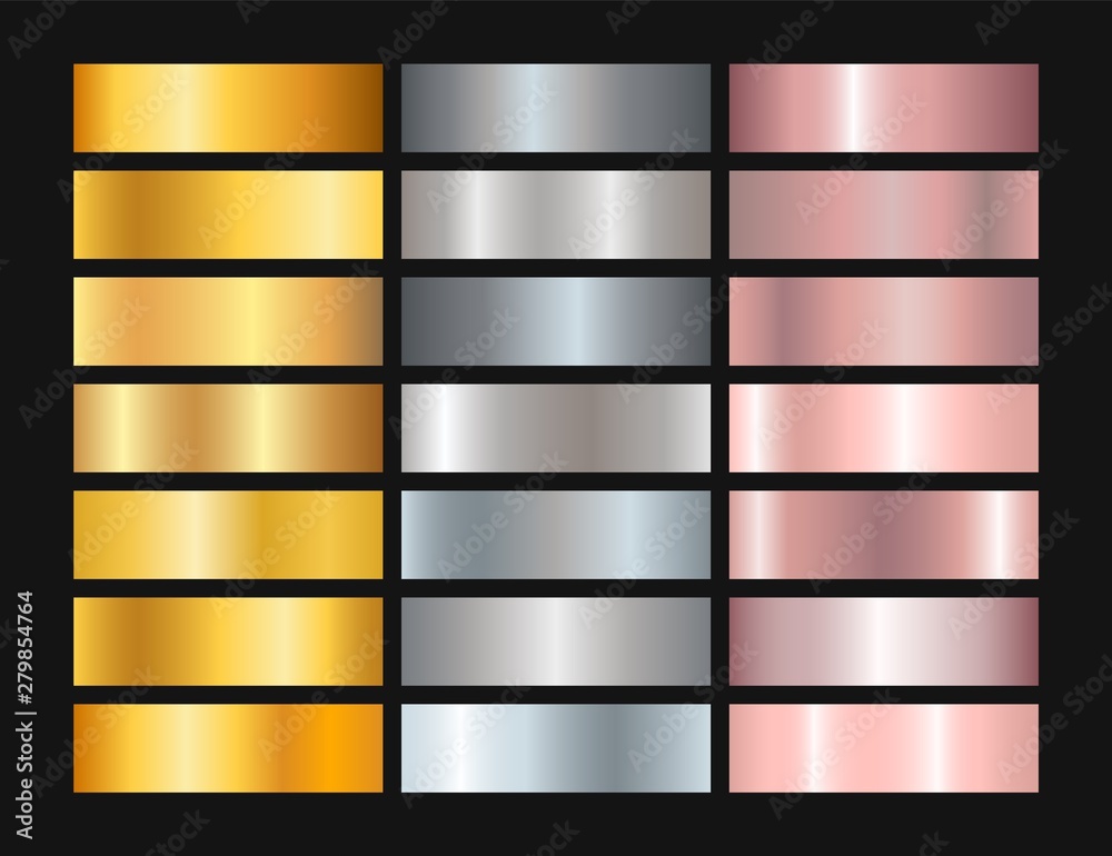 Gold silver bronze texture gradient background. Golden metal rose foil