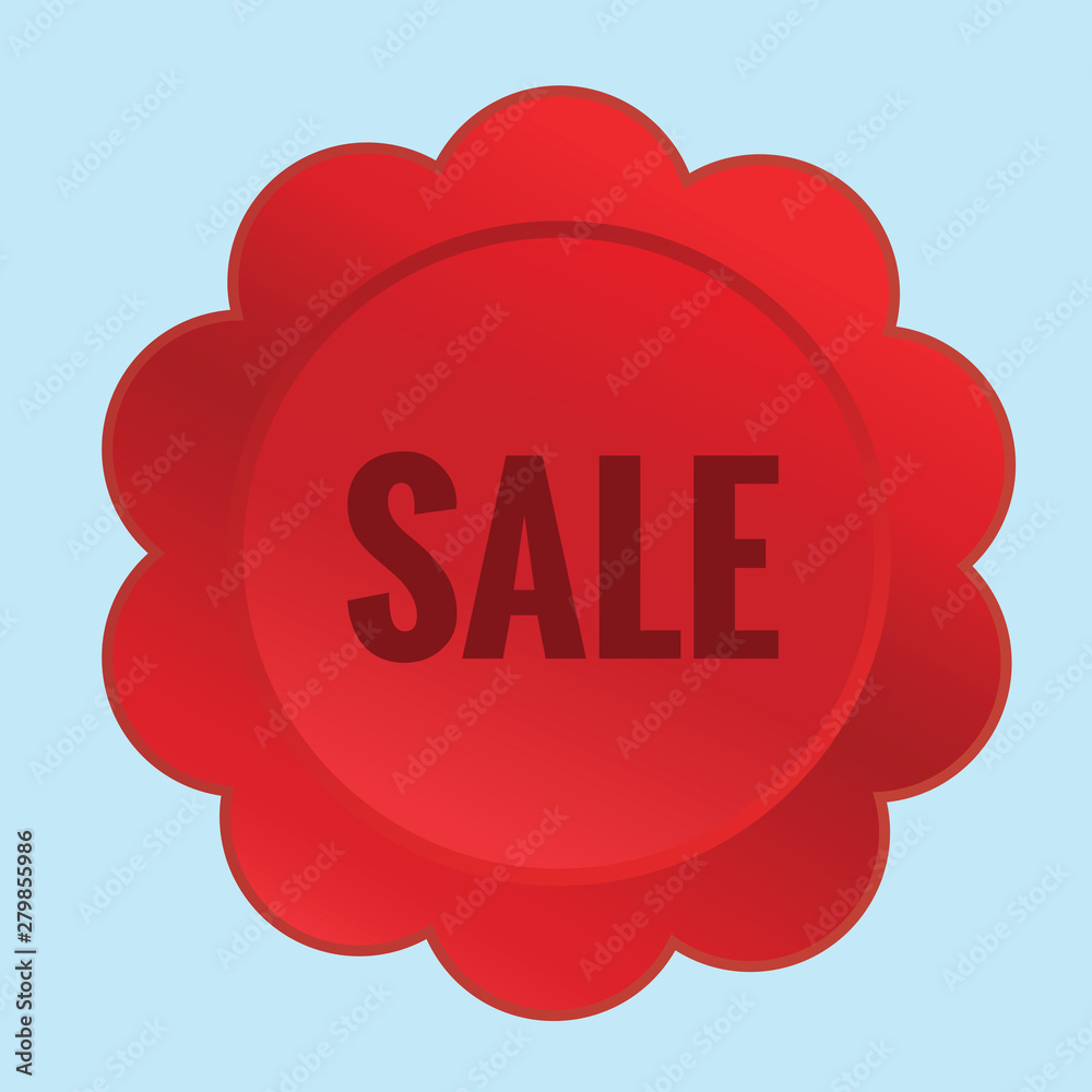 Sale sticker icon set isolated on a blue background. Red color special offer, discount tag. Simple realistic design. Flat style vector illustration Sale sticker icon set isolated on a blue background. Red color special offer, discount tag. Simple realistic design. Flat style vector illustration