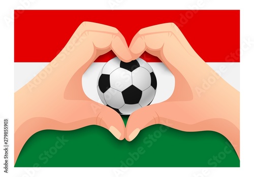 Hungary soccer ball and hand heart shape