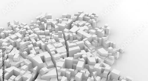 Abstract white city center. Cityscape background. 3d rendering.